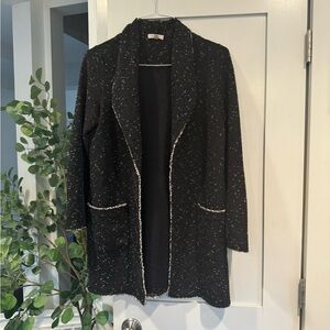 Max Studio Black Cardigan with White Accents